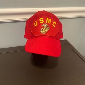 Vintage USMC Marines Red Snap Back Hat Eagle Crest